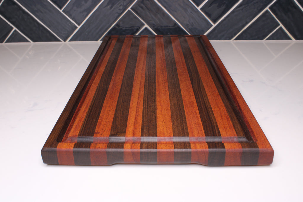 African Mahogany x Walnut Edge Grain Cutting Board- 21 x 10 1/2
