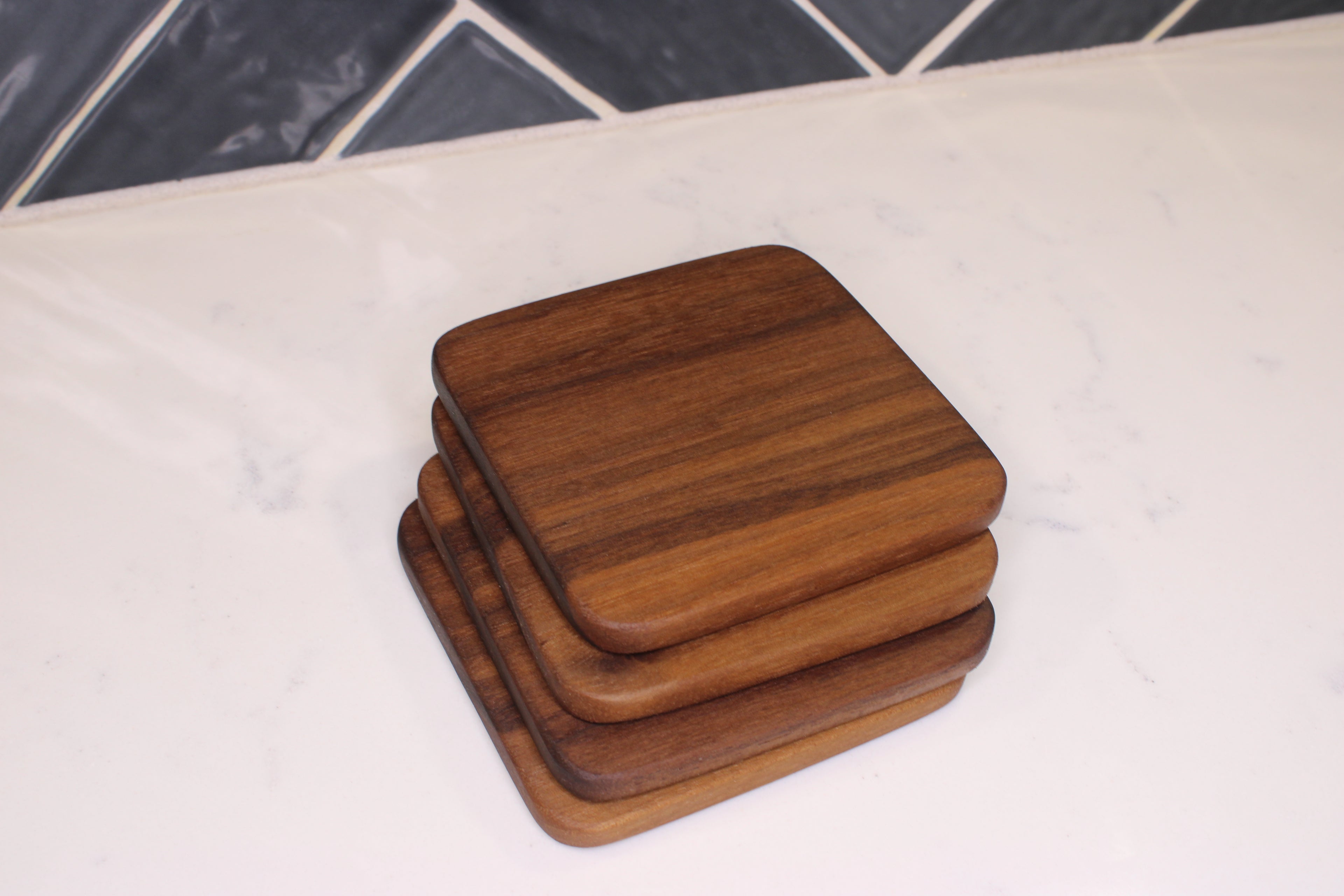 Walnut Hardwood Coasters- Set of 4
