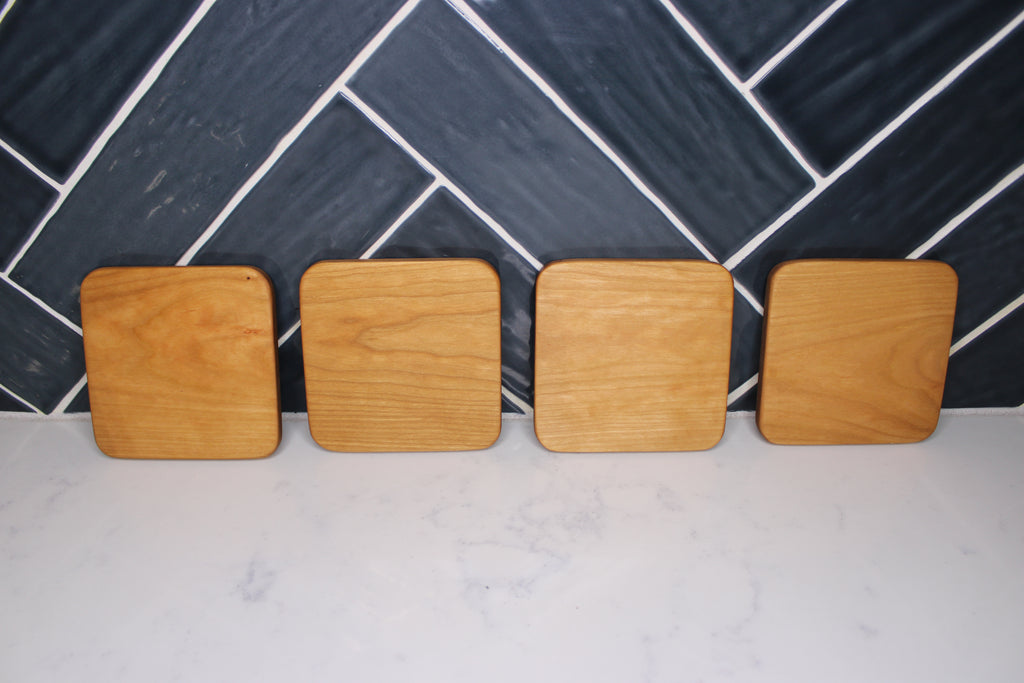 Cherry Hardwood Coasters – Set of 4