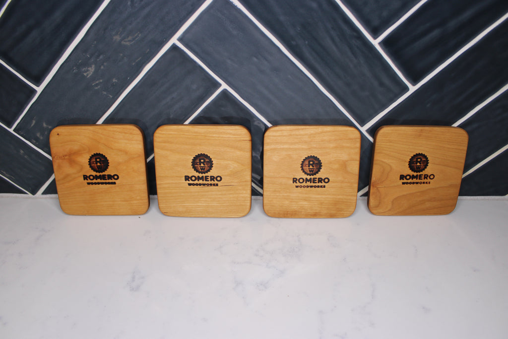 Cherry Hardwood Coasters – Set of 4