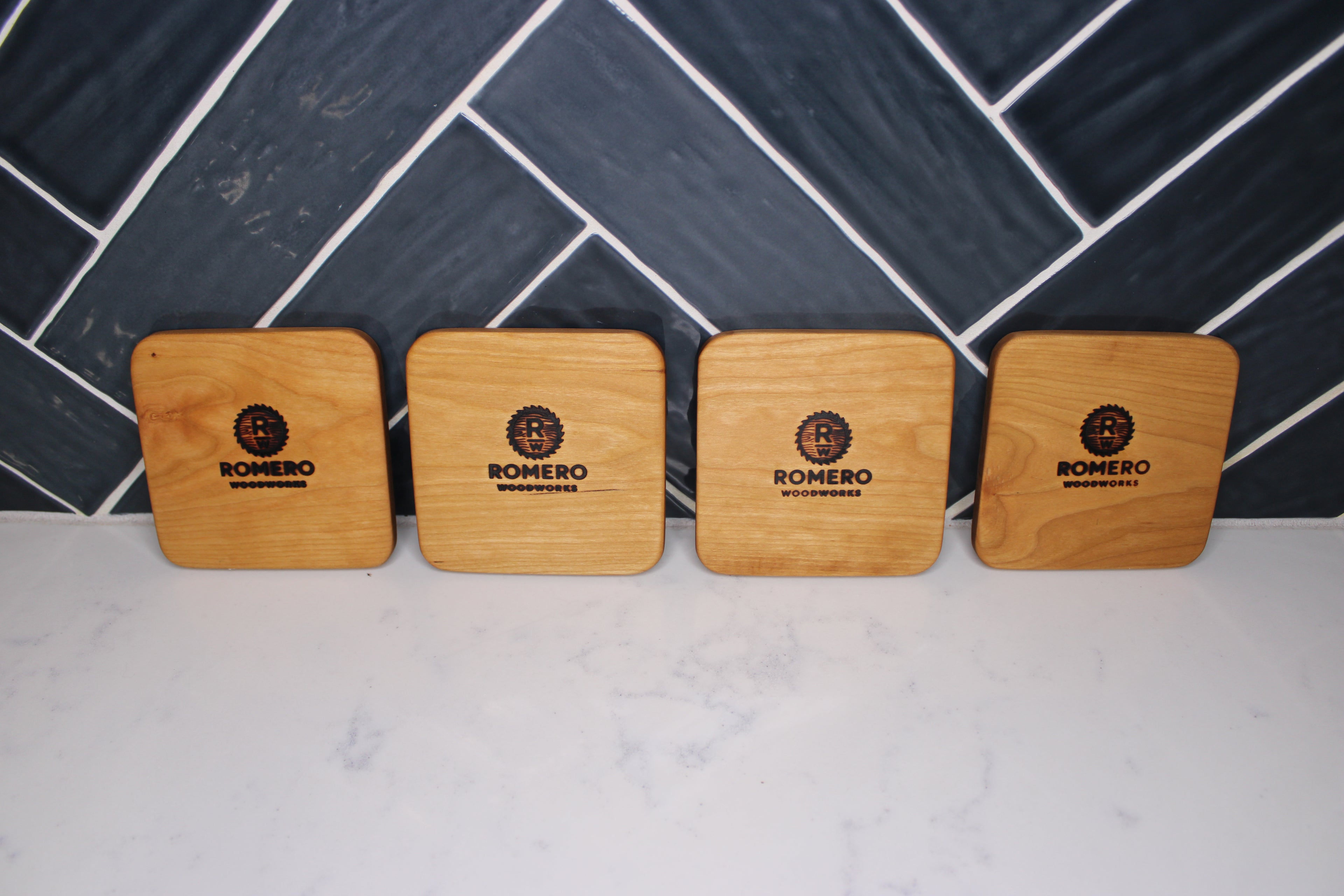 Cherry Hardwood Coasters – Set of 4