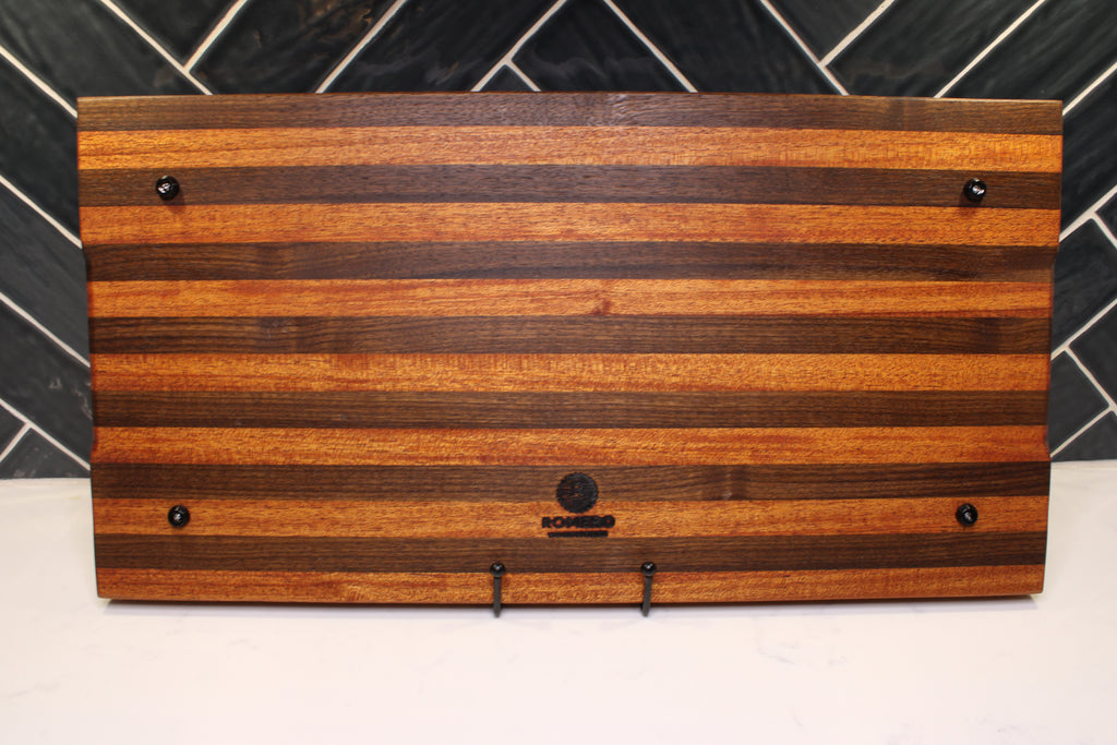 African Mahogany x Walnut Edge Grain Cutting Board- 21 x 10 1/2