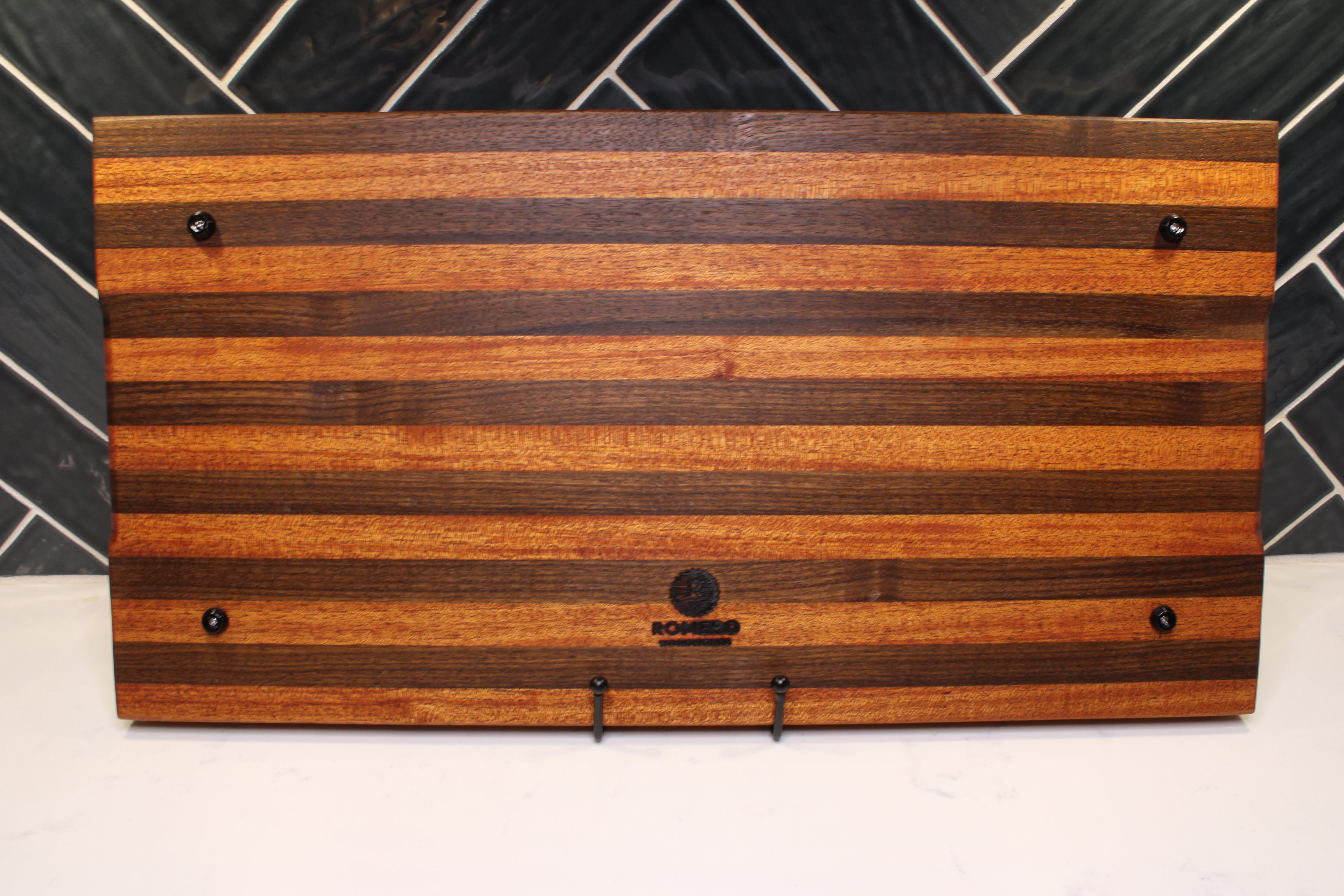 African Mahogany x Walnut Edge Grain Cutting Board- 21 x 10 1/2