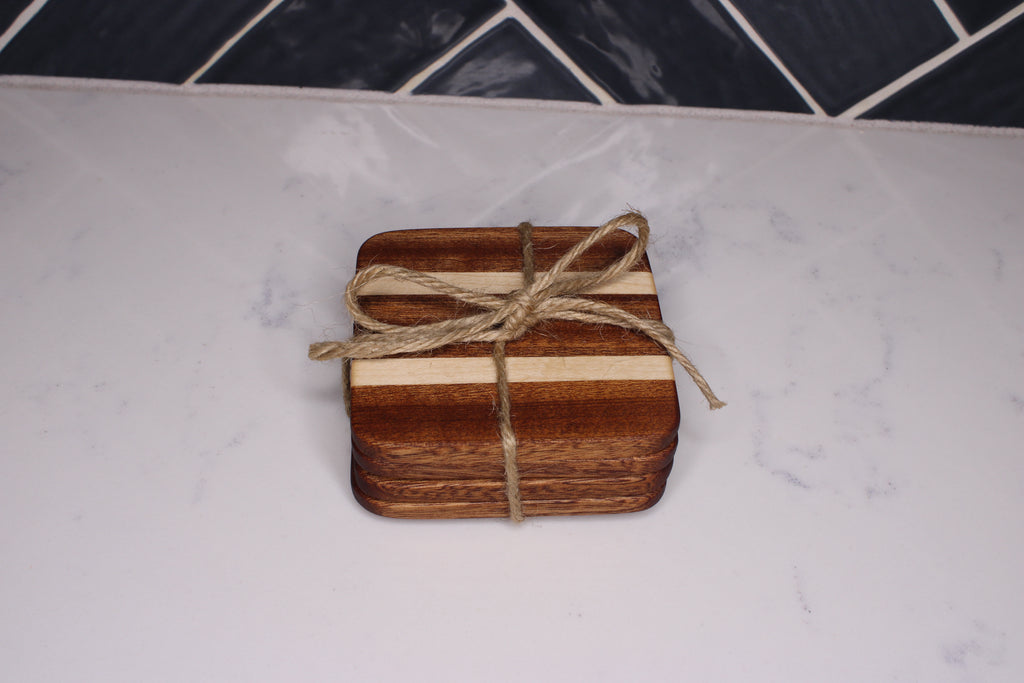 Sapele/ Maple Hardwood Coasters- Set of 4