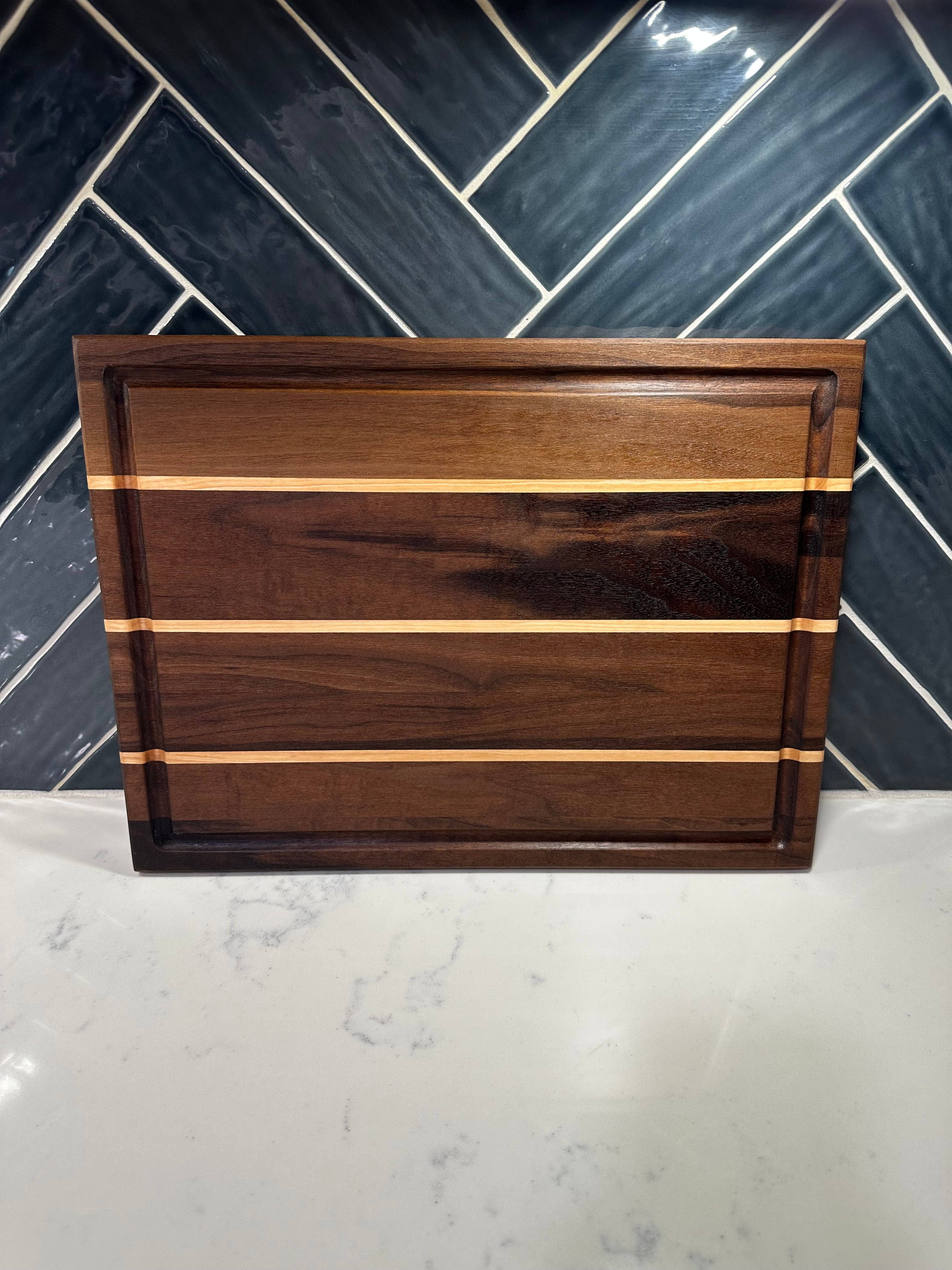 Walnut/ Maple Face Grain Cutting Board- 16” x 11”