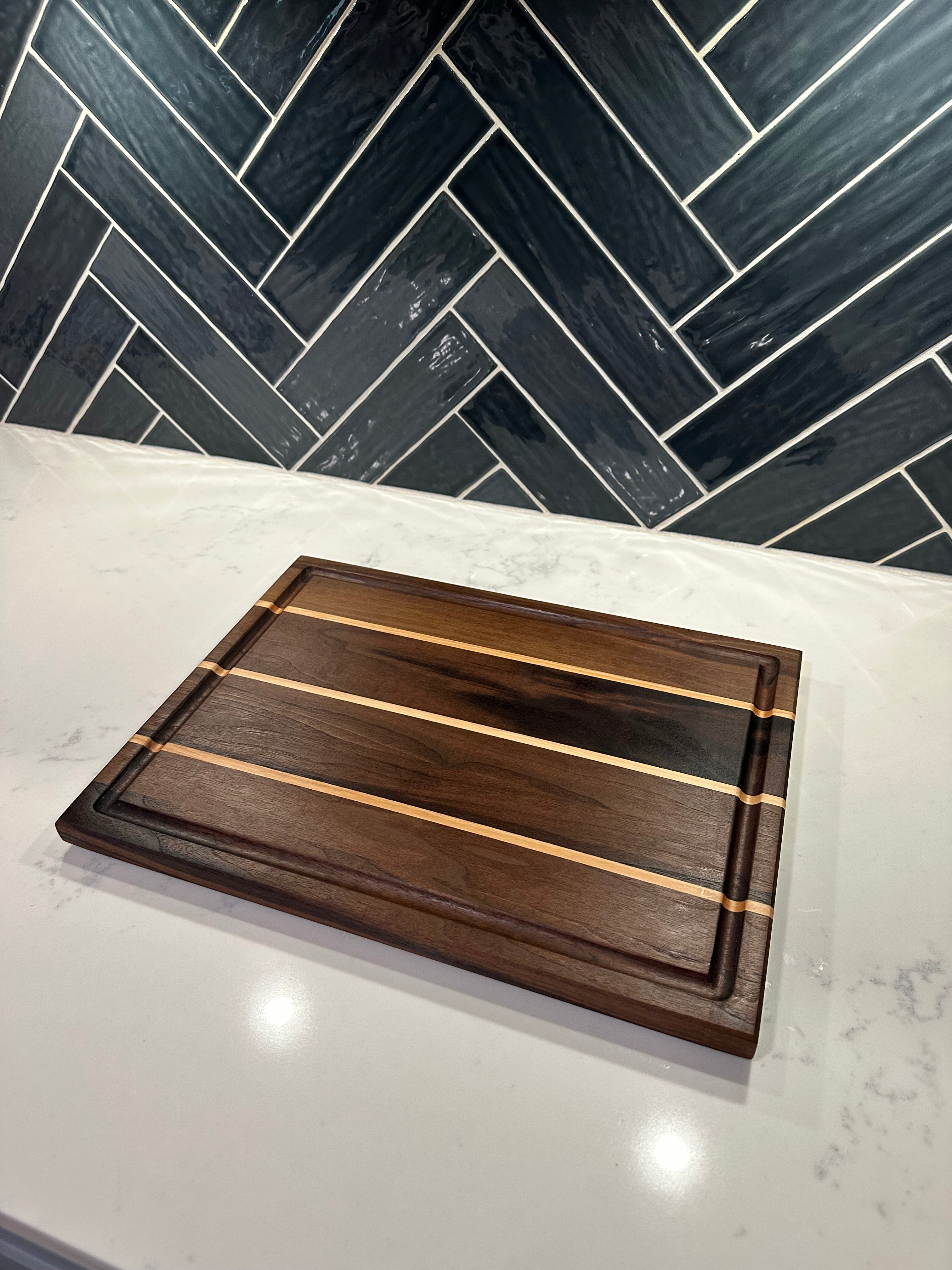 Walnut/ Maple Face Grain Cutting Board- 16” x 11”