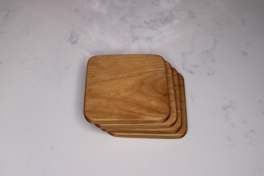Cherry Hardwood Coasters – Set of 4