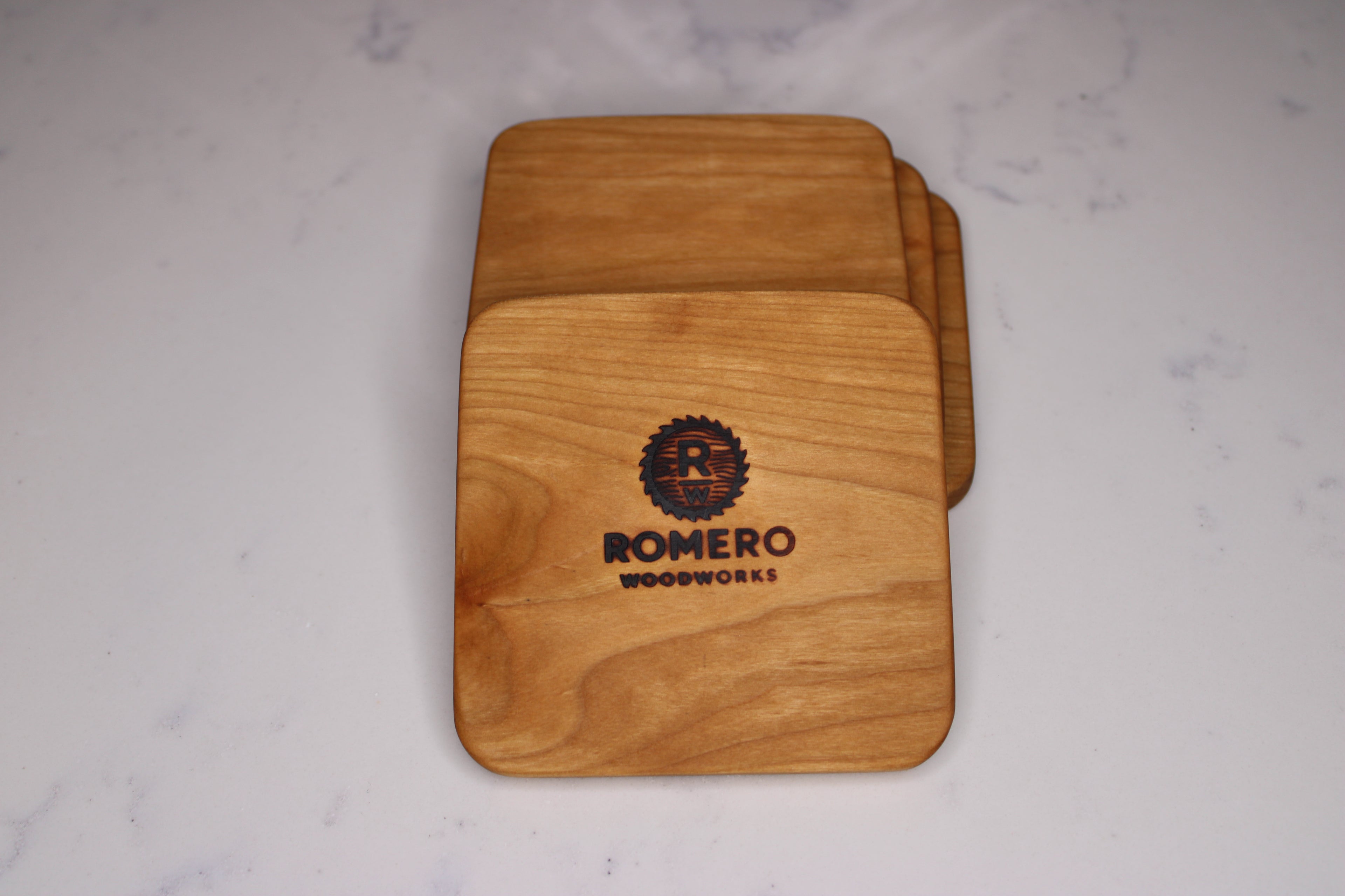Cherry Hardwood Coasters – Set of 4