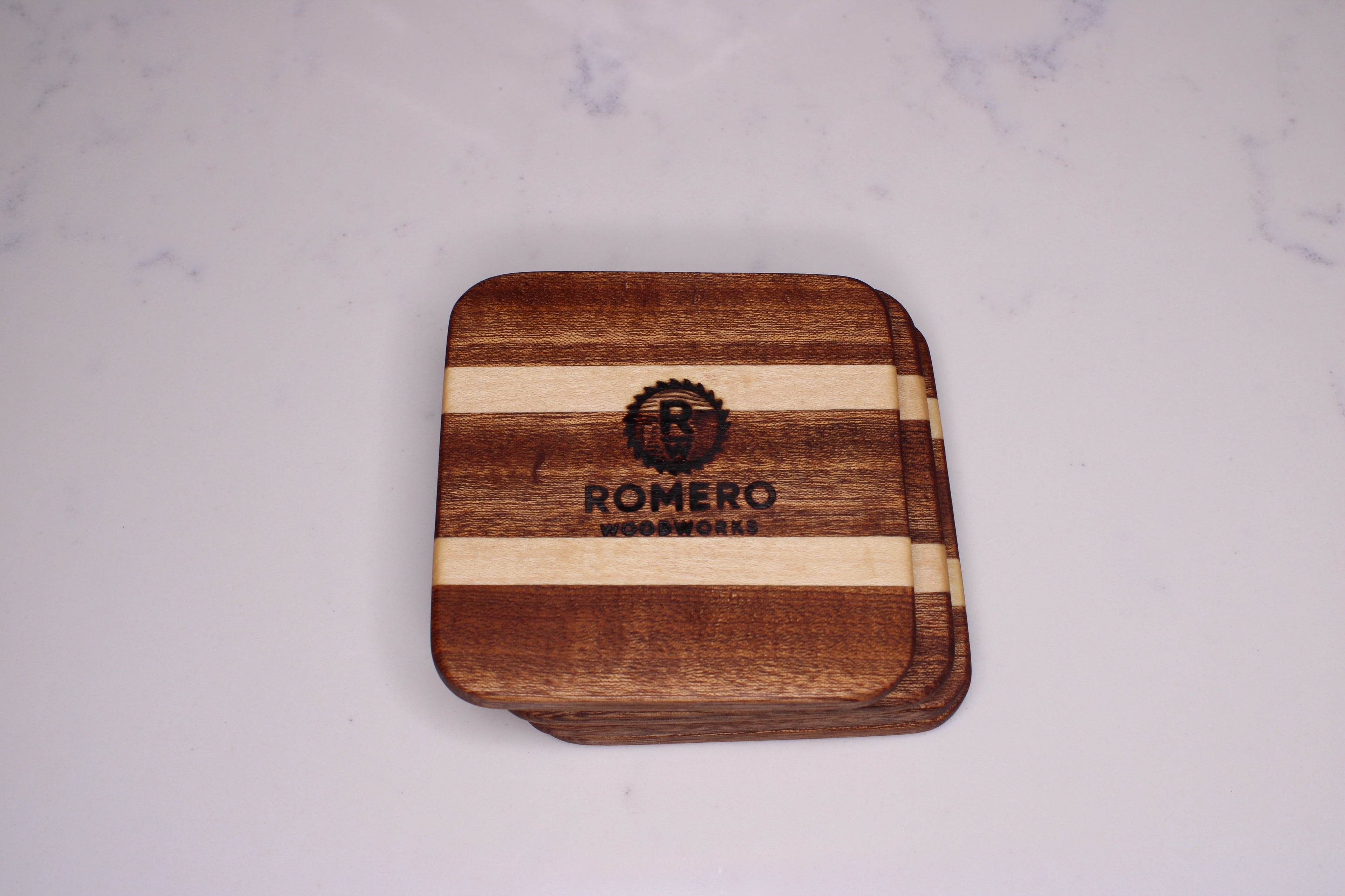 Sapele/ Maple Hardwood Coasters- Set of 4