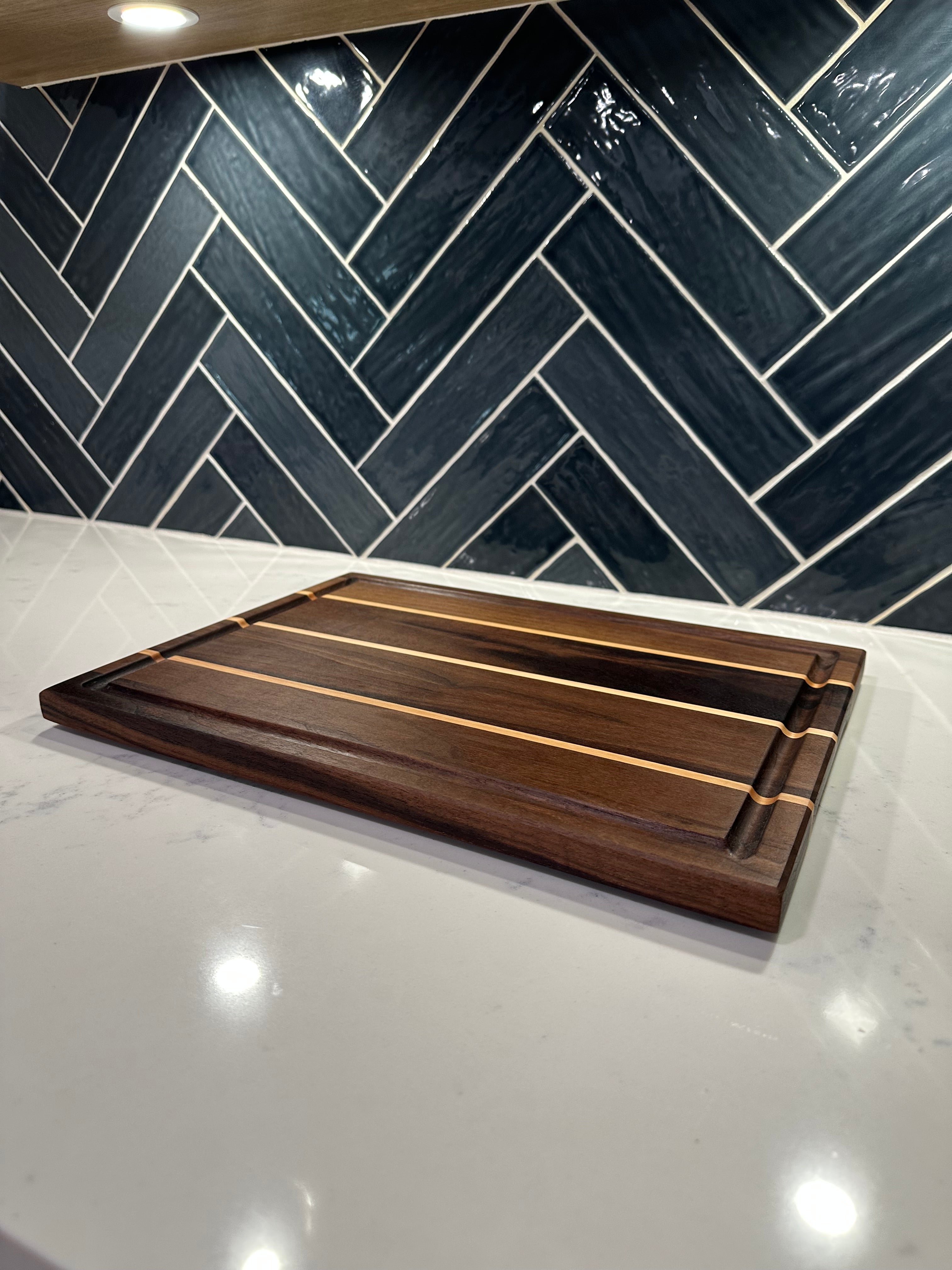 Walnut/ Maple Face Grain Cutting Board- 16” x 11”
