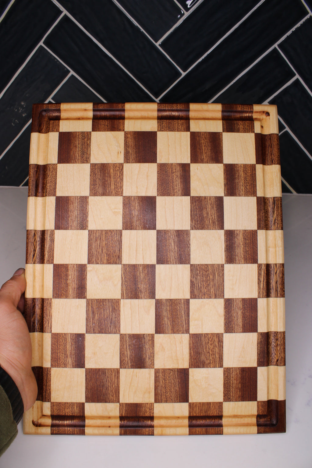 Sapele/ Maple Face Grain Cutting Board- 14" x 11"