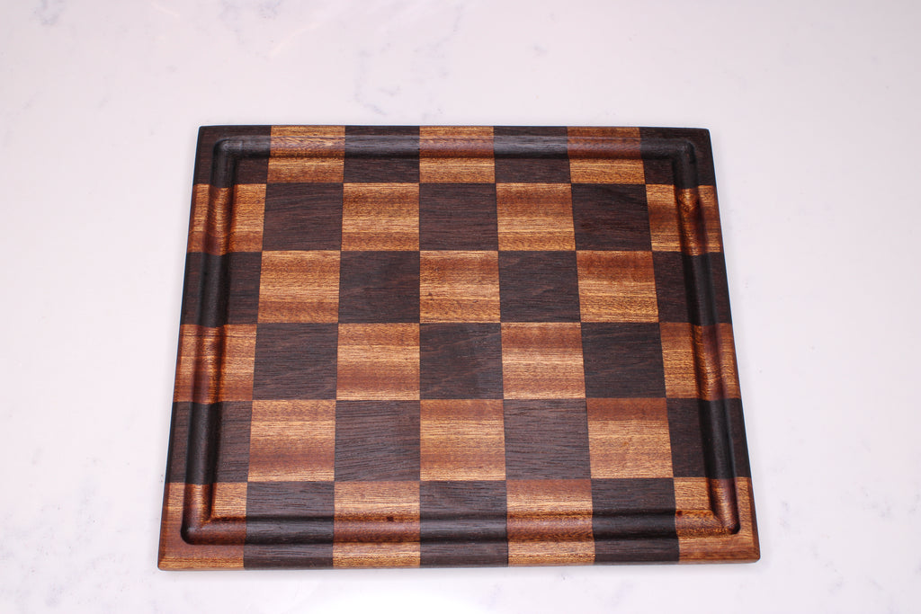Sapele/ Peruvian Walnut Face Grain Cutting Board- 10" x 8"