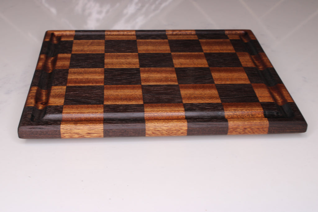 Sapele/ Peruvian Walnut Face Grain Cutting Board- 10" x 8"
