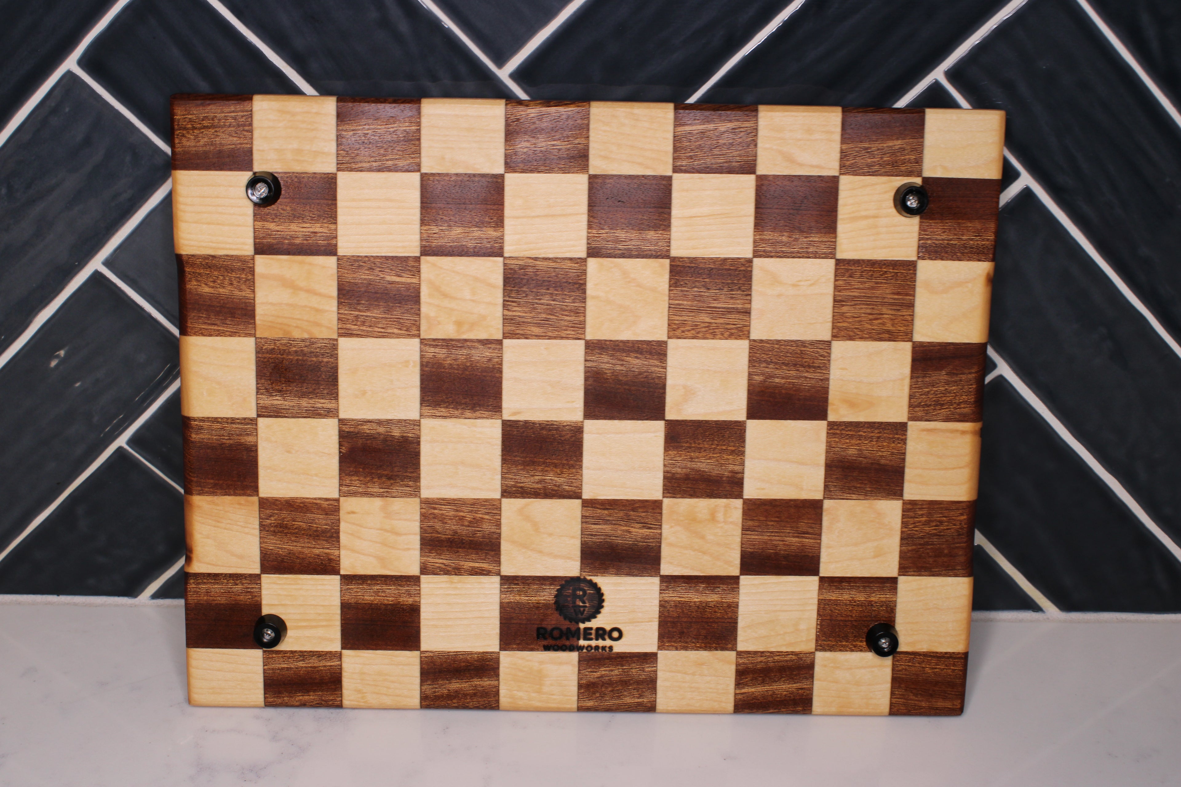 Sapele/ Maple Face Grain Cutting Board- 14" x 11"