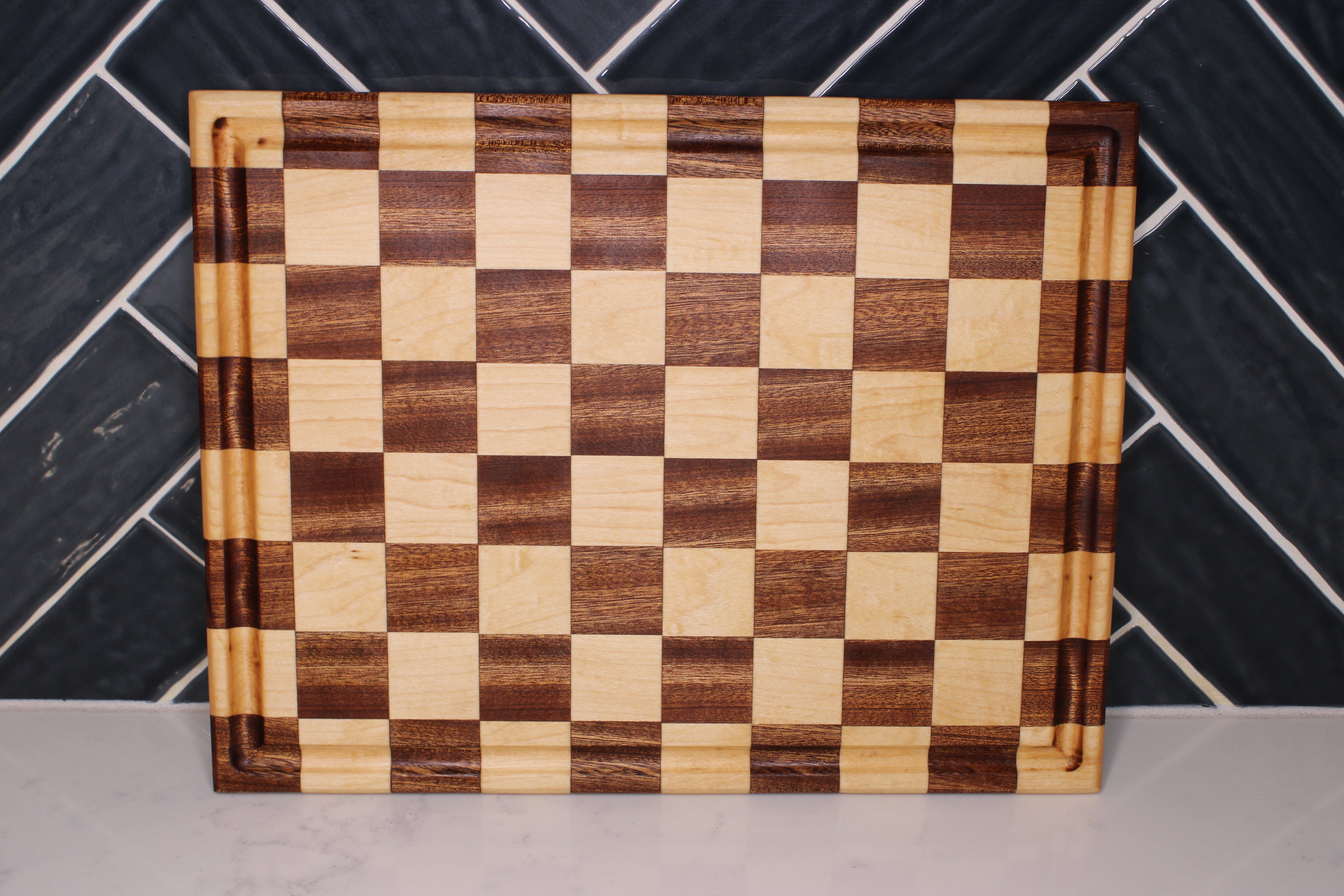 Sapele/ Maple Face Grain Cutting Board- 14" x 11"