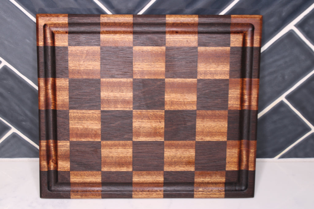 Sapele/ Peruvian Walnut Face Grain Cutting Board- 10" x 8"