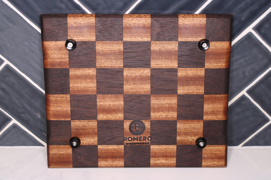 Sapele/ Peruvian Walnut Face Grain Cutting Board- 10" x 8"