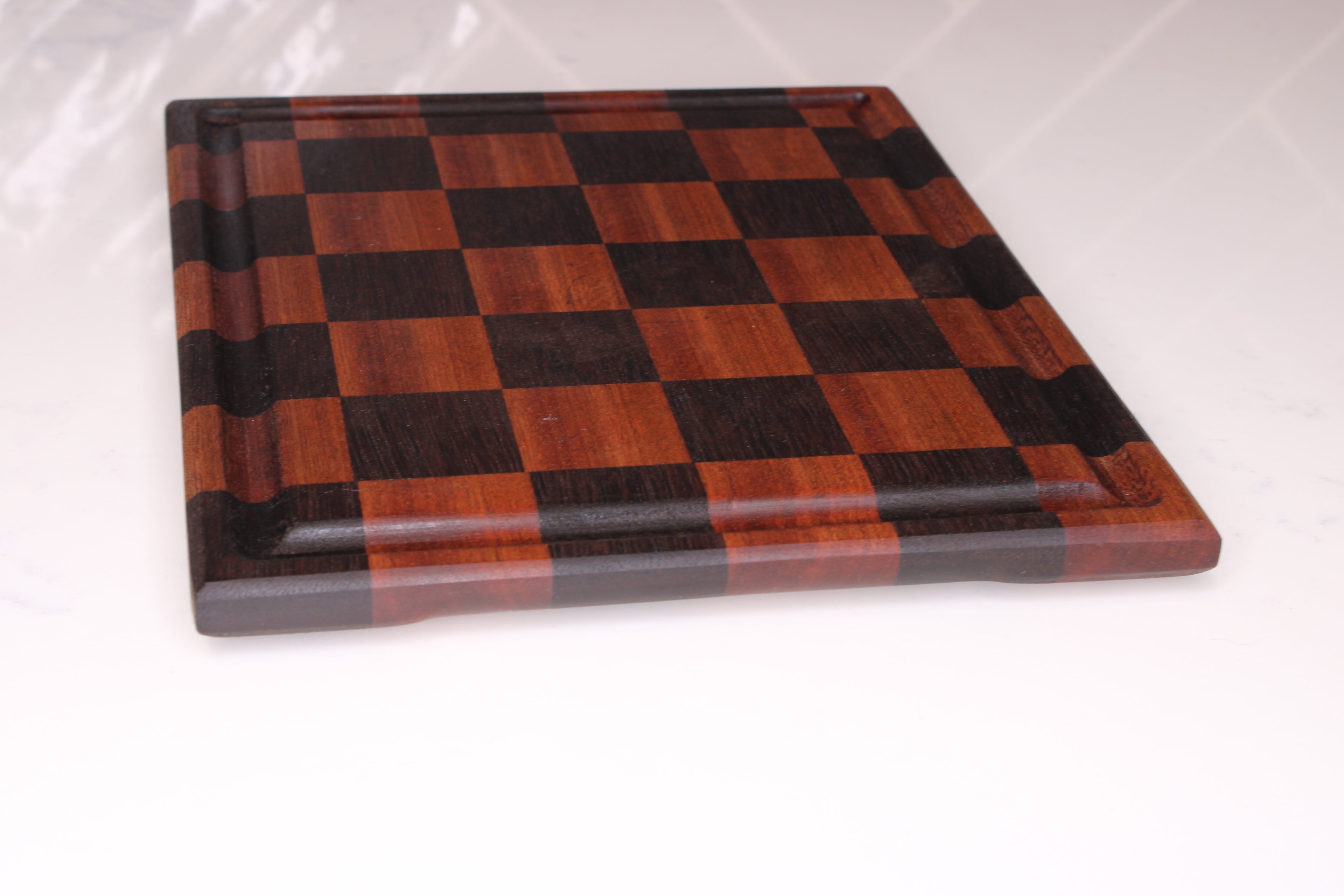 Sapele/ Peruvian Walnut Face Grain Cutting Board- 10" x 8"